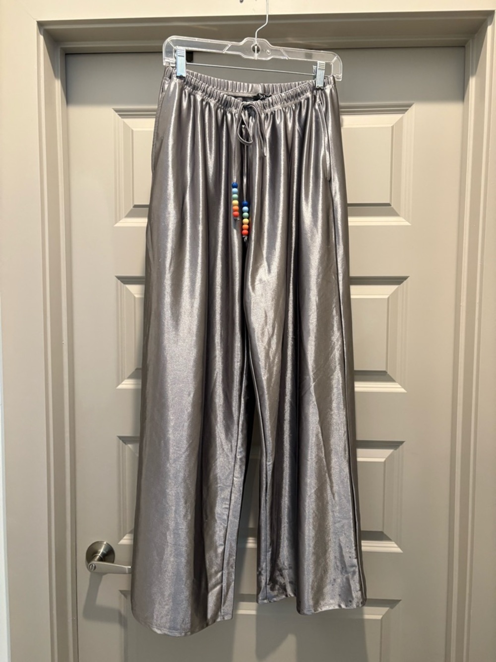 Dressed in LALA Phone Home Metallic Wide Leg Pants